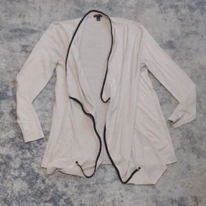 Ann Taylor Cream Waterfall Cardigan Sweater